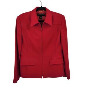 Vintage Classiques Entier Wool Blazer Jacket‎ M Red Zip Up Designer Sanyo Japan